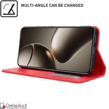 Dirbtinės odos atverčiamas dėklas su skyreliais - raudonas (Xiaomi 15T Pro) Dirbtinės odos atverčiamas dėklas su skyreliais - raudonas (Xiaomi 15T Pro)
